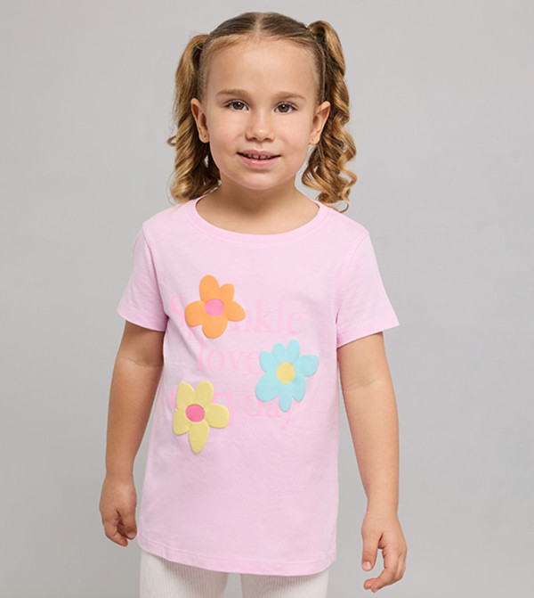 Printed T-Shirt with Crew Neck and Short Sleeves