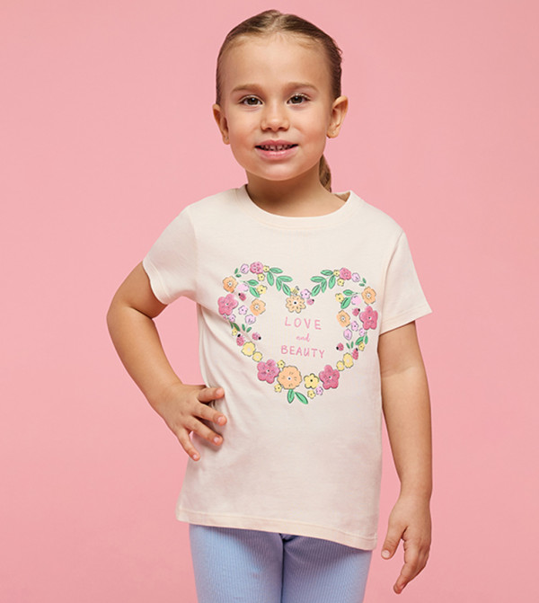 Printed T-Shirt with Crew Neck and Short Sleeves