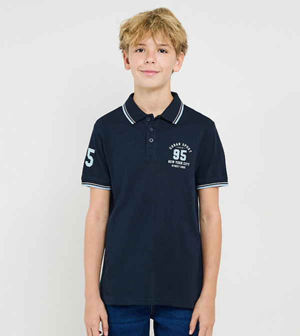 تيشيرت بولو كم قصير بطبعة