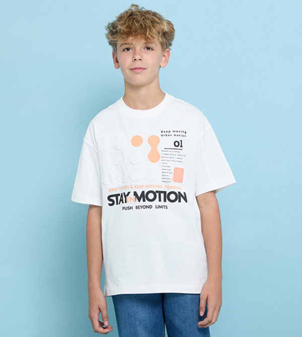 Printed T-Shirt with Crew Neck and Short Sleeves