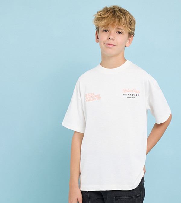 Printed T-Shirt with Crew Neck and Short Sleeves