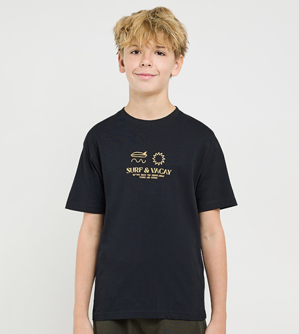 Printed T-Shirt with Crew Neck and Short Sleeves