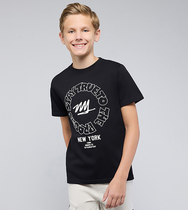Printed T-Shirt with Crew Neck and Short Sleeves