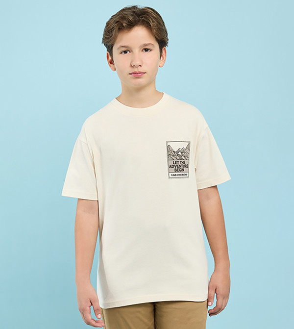 Printed T-Shirt with Crew Neck and Short Sleeves