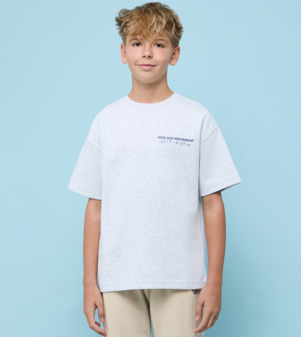 Printed T-Shirt with Crew Neck and Short Sleeves