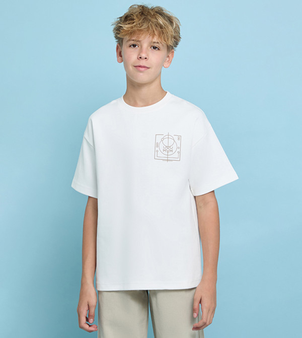 Printed T-Shirt with Crew Neck and Short Sleeves