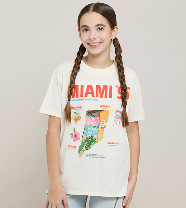 Printed T-Shirt with Crew Neck and Short Sleeves