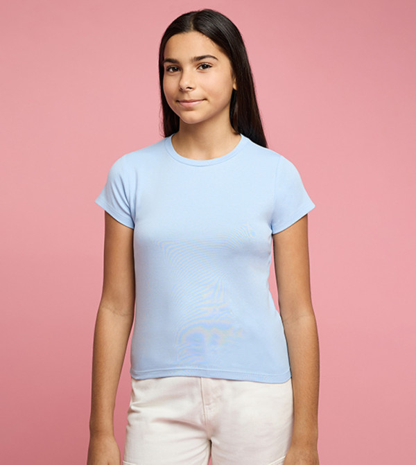 Solid T-Shirt with Crew Neck and Short Sleeves