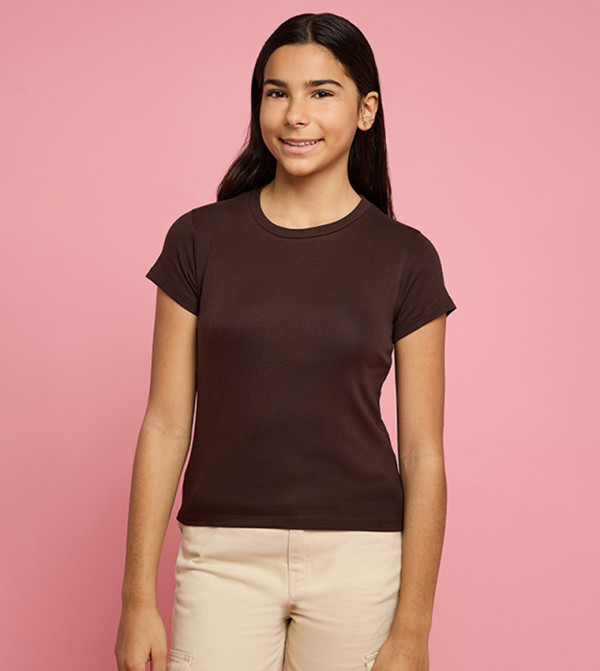 Solid T-Shirt with Crew Neck and Short Sleeves