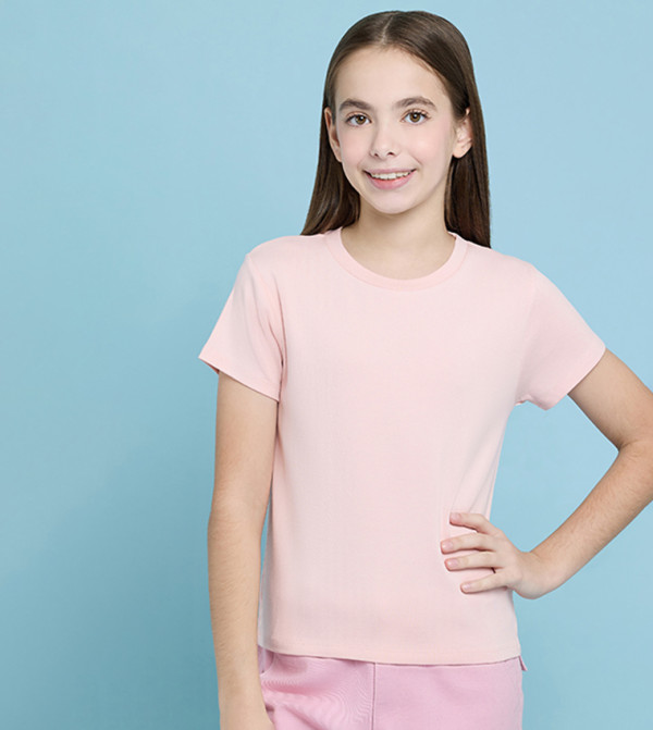 Solid T-Shirt with Crew Neck and Short Sleeves