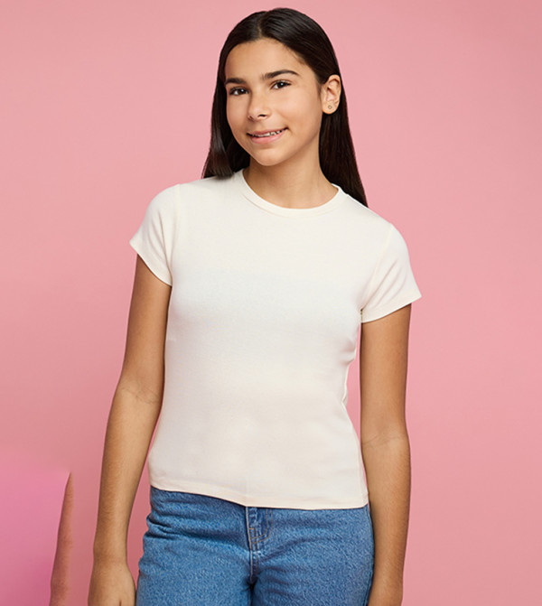 Solid T-Shirt with Crew Neck and Short Sleeves
