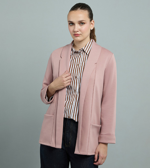 Solid Jacket with Shawl Collar and Long Sleeves