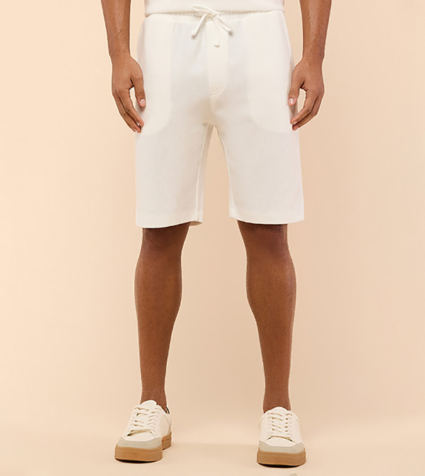 Textured Shorts with Drawstring Waist