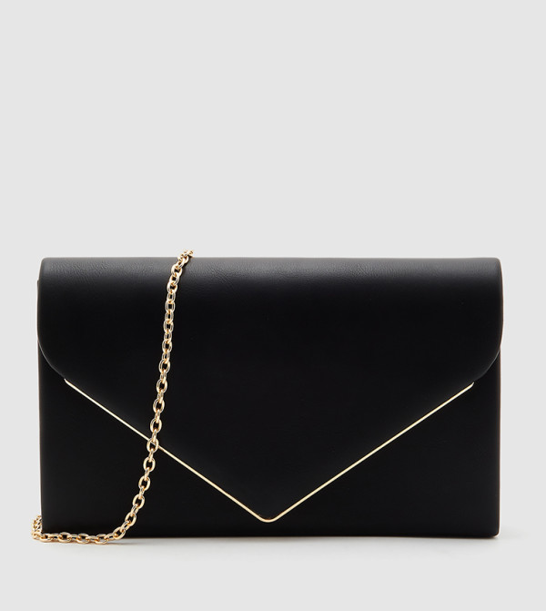 QWEENBEE Chain Accent Envelope Clutch