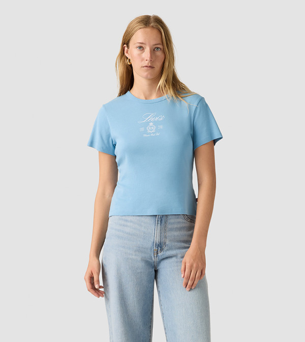 تيشيرت بطبعة وقبة مستديرة 