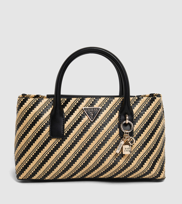 Patterned Zippered Satchel Bag