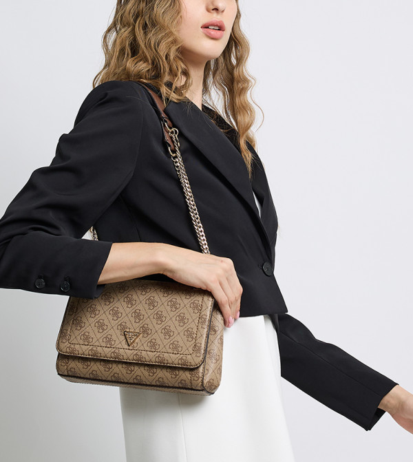 NOELLE II Logo Patterned Flap Convertible Crossbody Bag