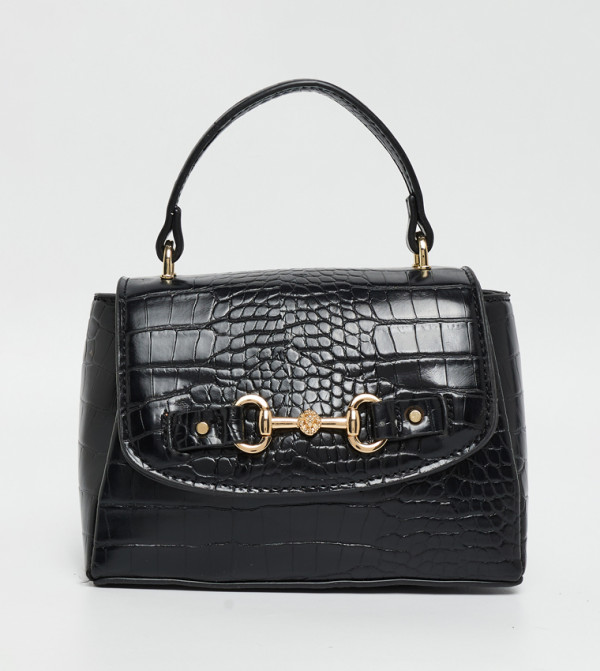Croc Textured Top Handle Bag