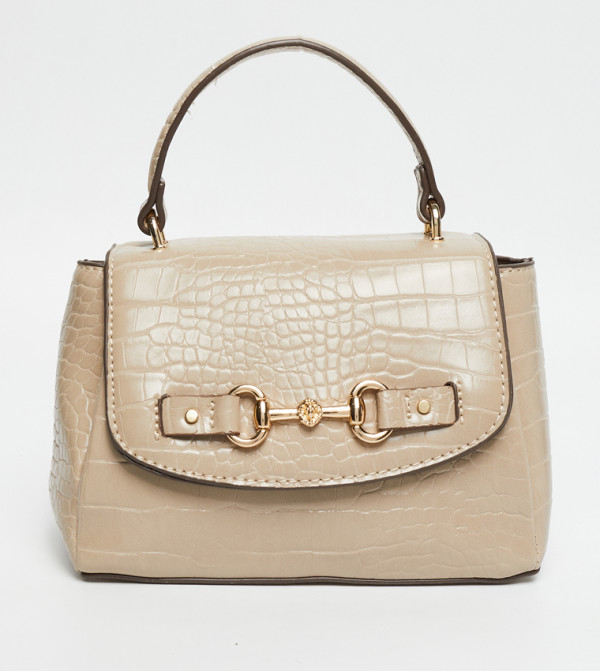 Croc Textured Top Handle Bag