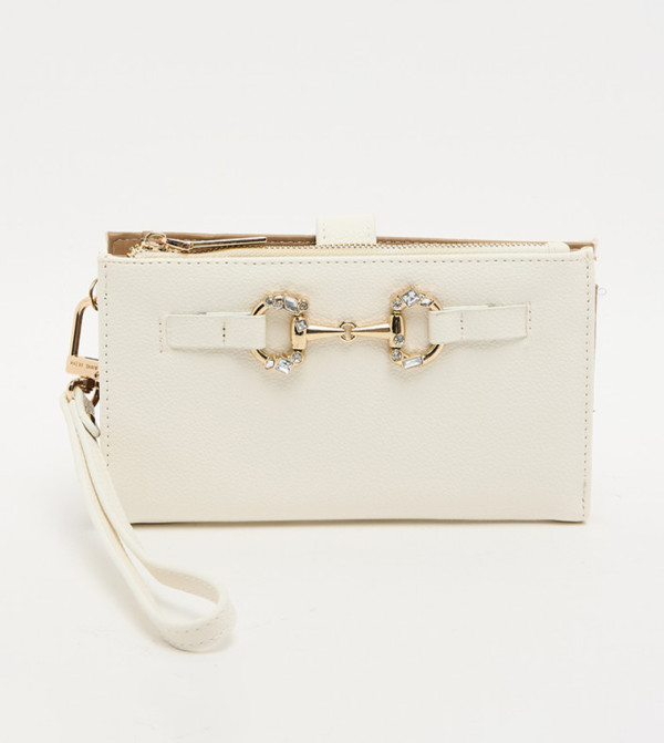Metal Accent Zip Closure Wristlet