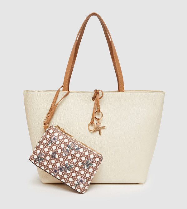 Textured Tote Bag with Purse