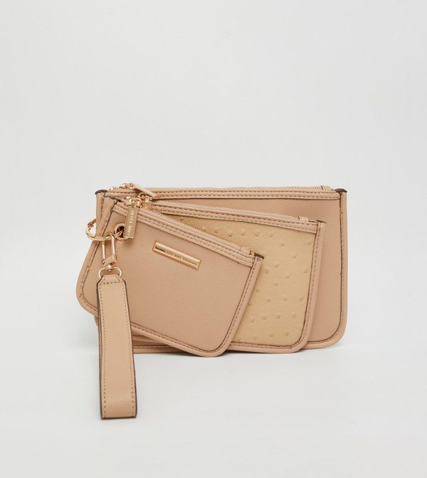 طقم محفظة يد بنقشة 