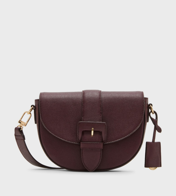 Textured Buckle Detail Crossbody Bag