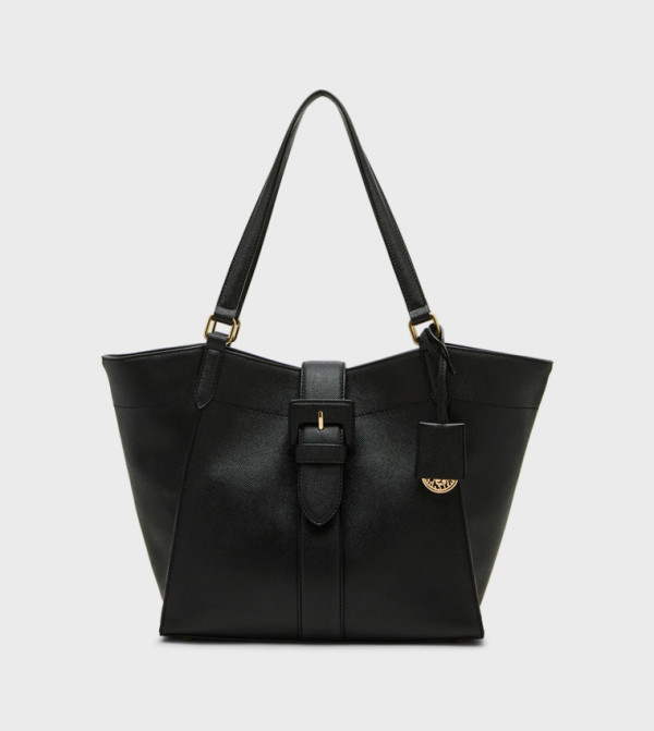 Textured Buckle Detail Tote Bag