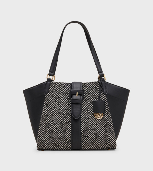 Patterned Buckle Detail Tote Bag