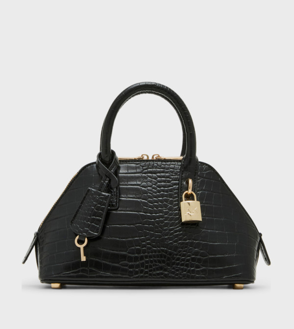 Croc Textured Zippered Shoulder Bag