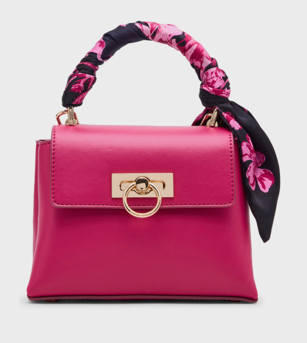 Textured Top Handle Bag with Scarf Detail