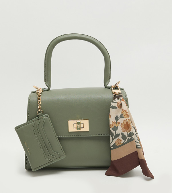 Logo Metal Scarf Detail Top Handle Bag