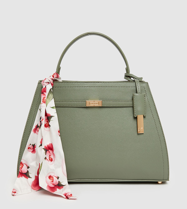 Textured Scarf Detail Handheld Bag