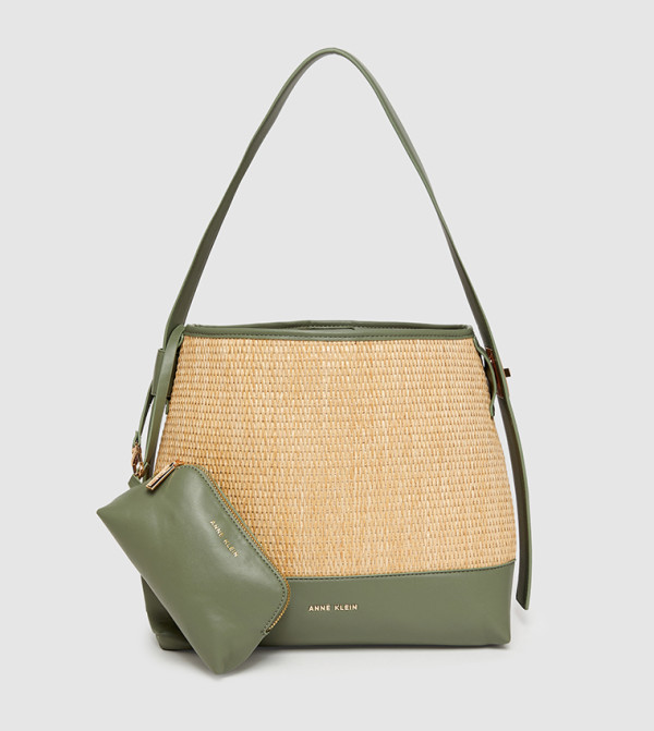 Color Block Bucket Bag with Purse