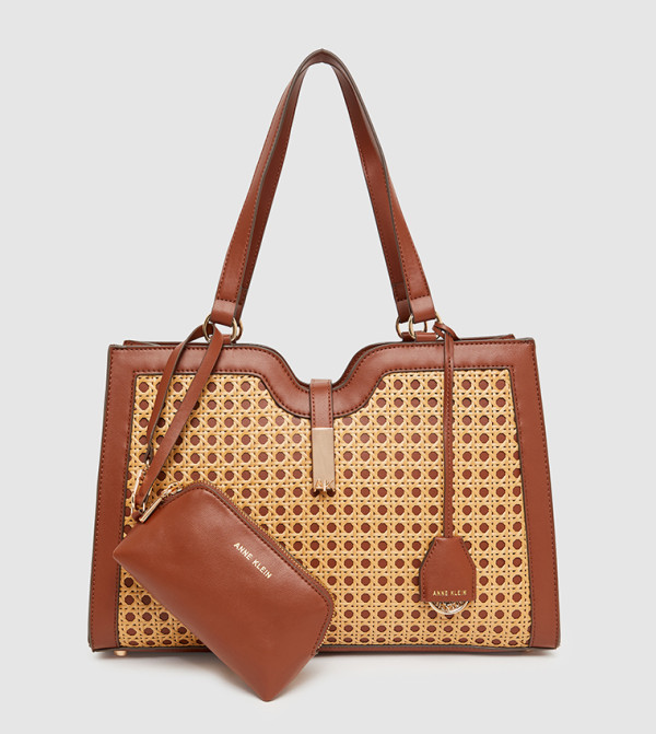 FLYNN-C Straw Detail Tote Bag