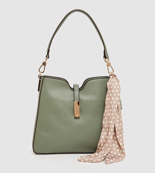 Textured Scarf Detail Shoulder Bag