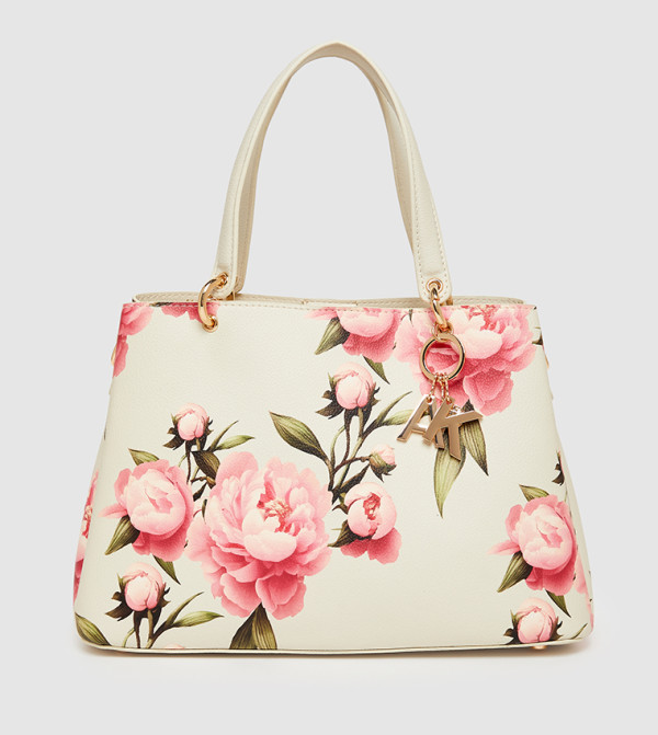 Floral Printed Snap Closure Satchel Bag