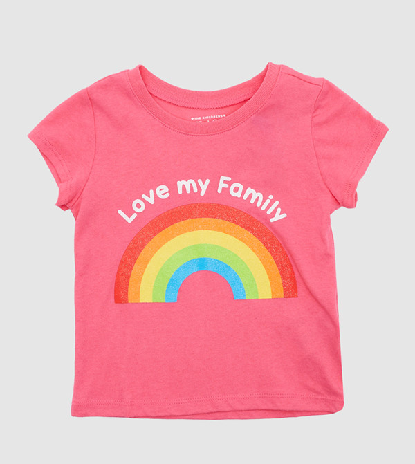 Girl's Family Rainbow Graphic Printed T-Shirt