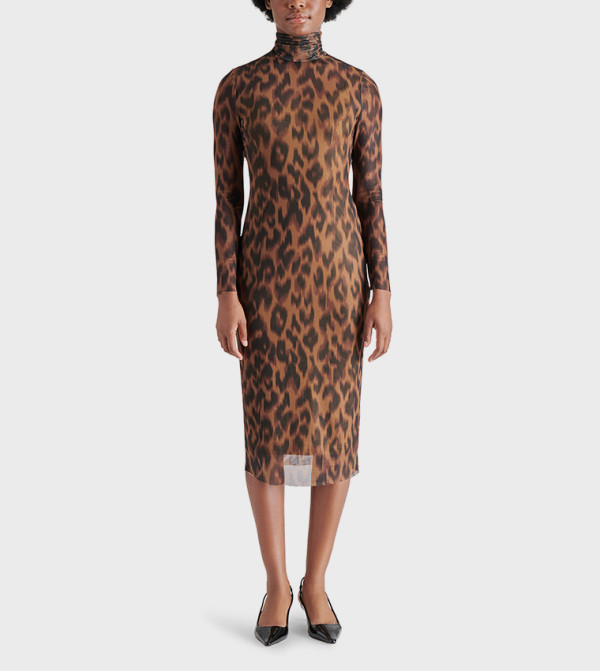 VIVIENNE Animal Print Midi Dress