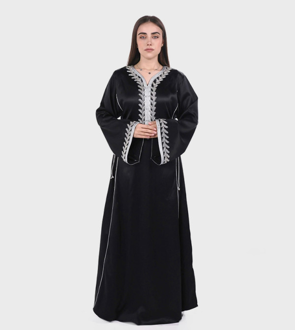 Embellished Satin Jalabiya
