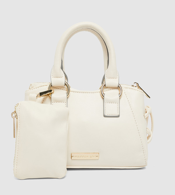 Textured Satchel Bag with Pouch