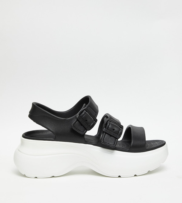 Solid Buckle Closure Platform Comfort Sandals