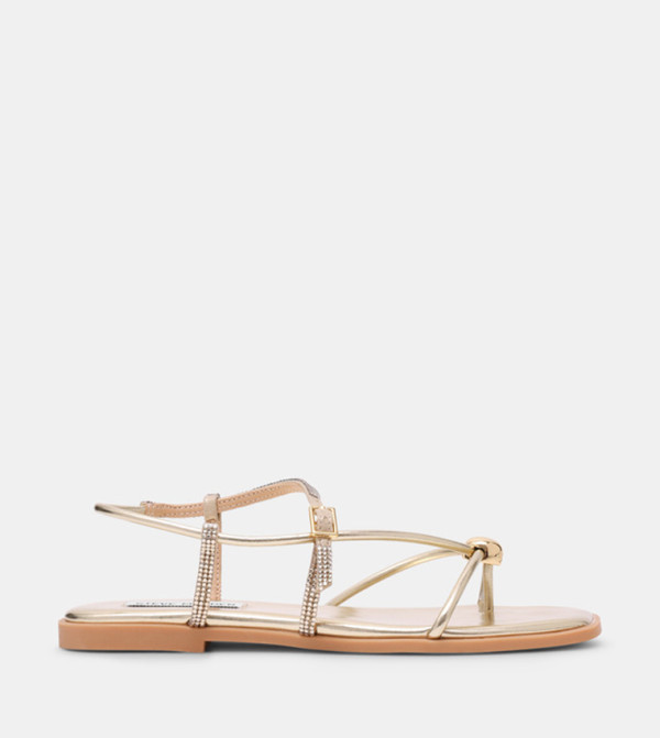 TIKI-R Metal Accent Strappy Flat Sandals