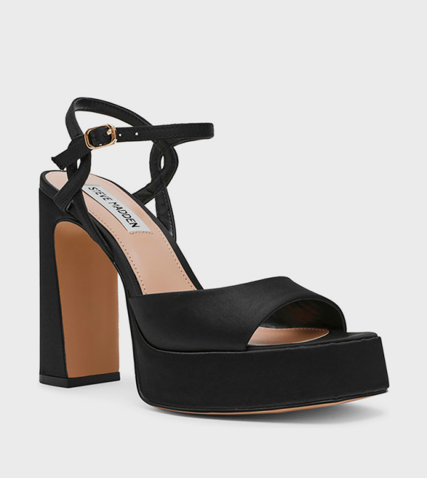 MILIANA Solid Ankle Strap Heeled Sandals