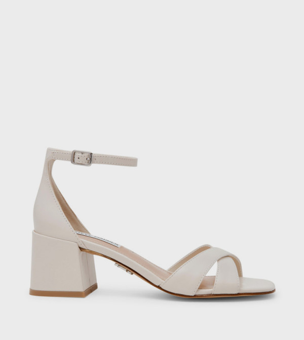 FERGIE Textured Ankle Strap Heeled Sandals