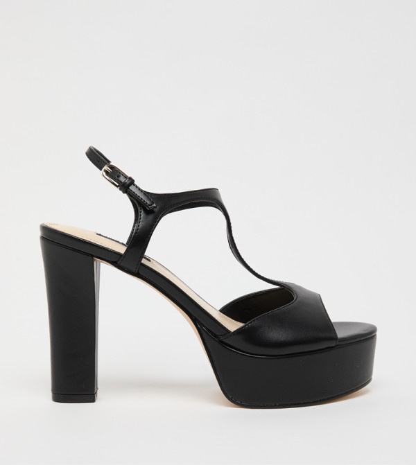 NAINI Peep Toe Ankle Loop Platform Heel Sandals