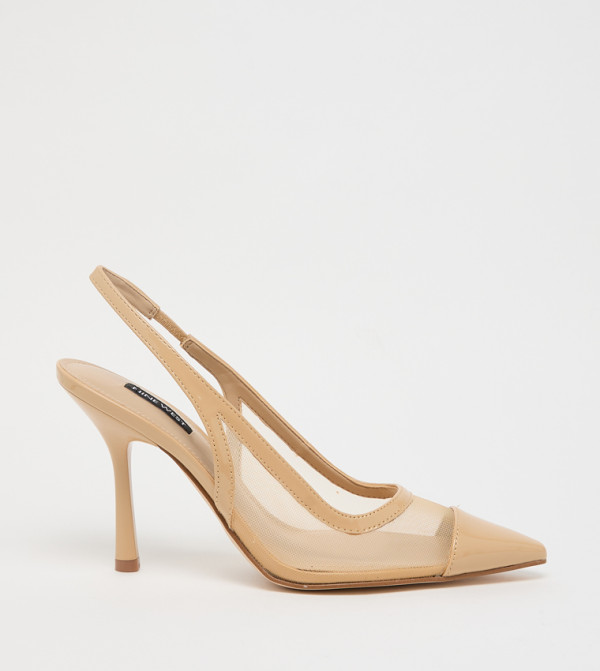 JERMAIN Mesh Peep Toe Slingback Pumps