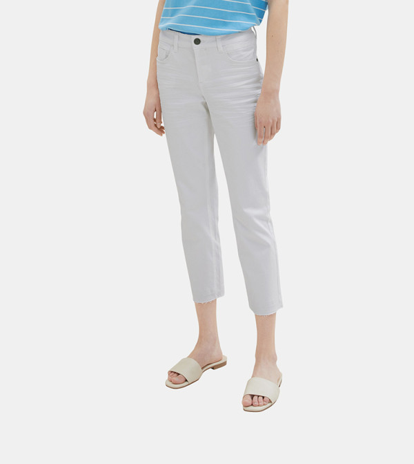 Solid Slim Fit Cropped Pants