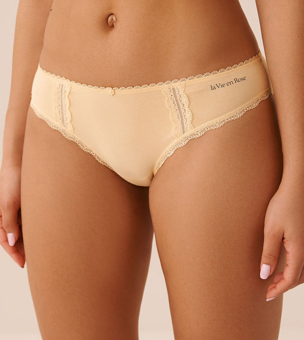 Cotton and Lace Detail Bikini Brief
