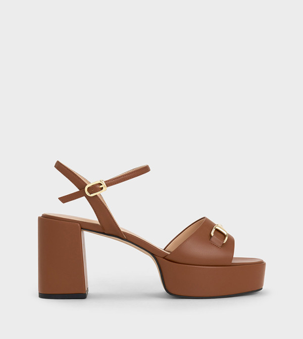 LESLIE Metallic Accent Block Heel Sandals